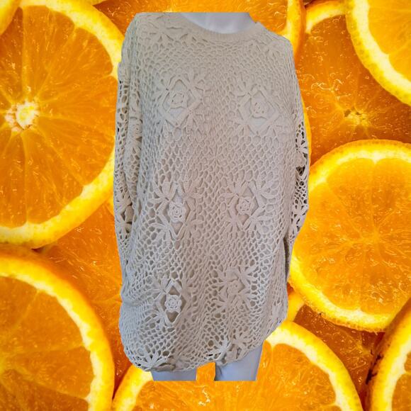 Vintage A Little Extra Spice Doily Crochet Long Sleeve Top Size Large‎ - Picture 2 of 7